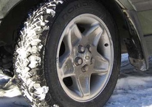 wheel covered in snow