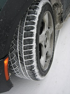 Tire covered in snow