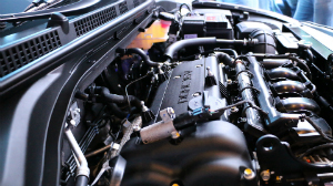A close up car engine image