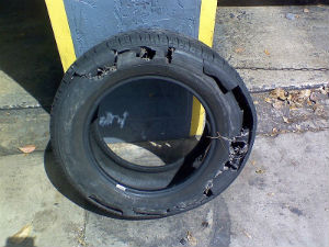A burst tire