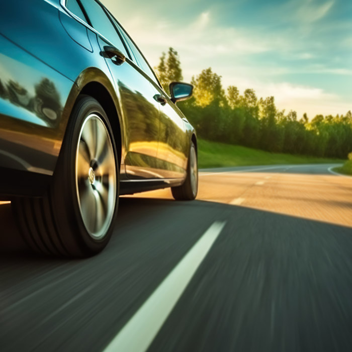 car driving down the road